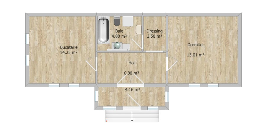 Plan casa - layout cu baie